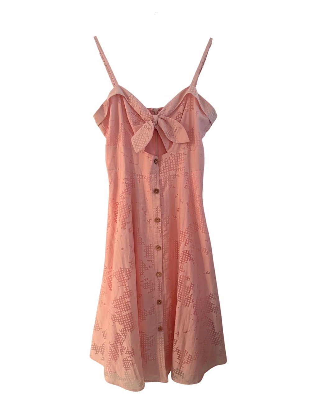 Hutch Marissa Pink Bow Button Front Cut Out Coquette Sundress Rare Anthropologie